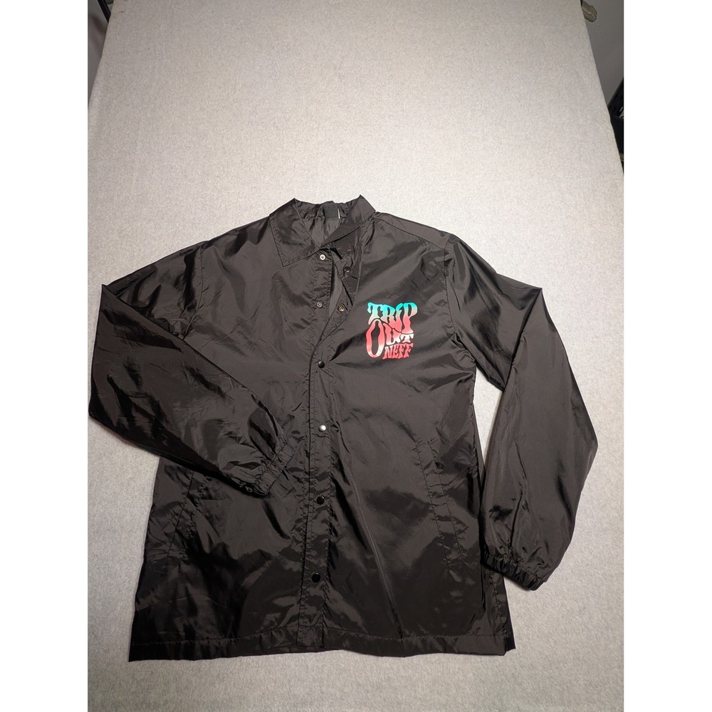 Neff Trip Out Coach Jacket Mens Medium Black Windbreaker Psychedelic Graphic